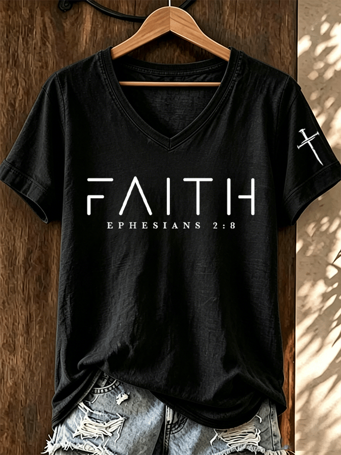 Women's “Faith” Print Casual T-Shirt