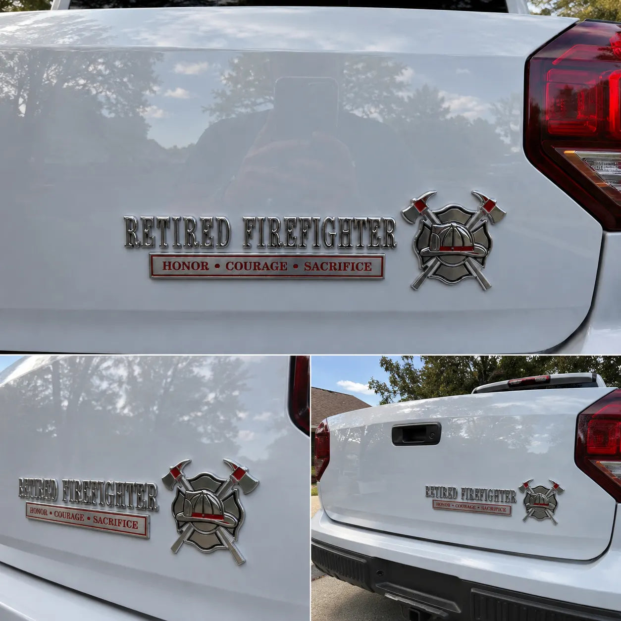 🚒 Retired Firefighter Honor Courage Sacrifice Car Emblem Metal Badge
