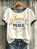 Women's Faith Theme Print Pattern Printed Leisure Round Neck T-shirt