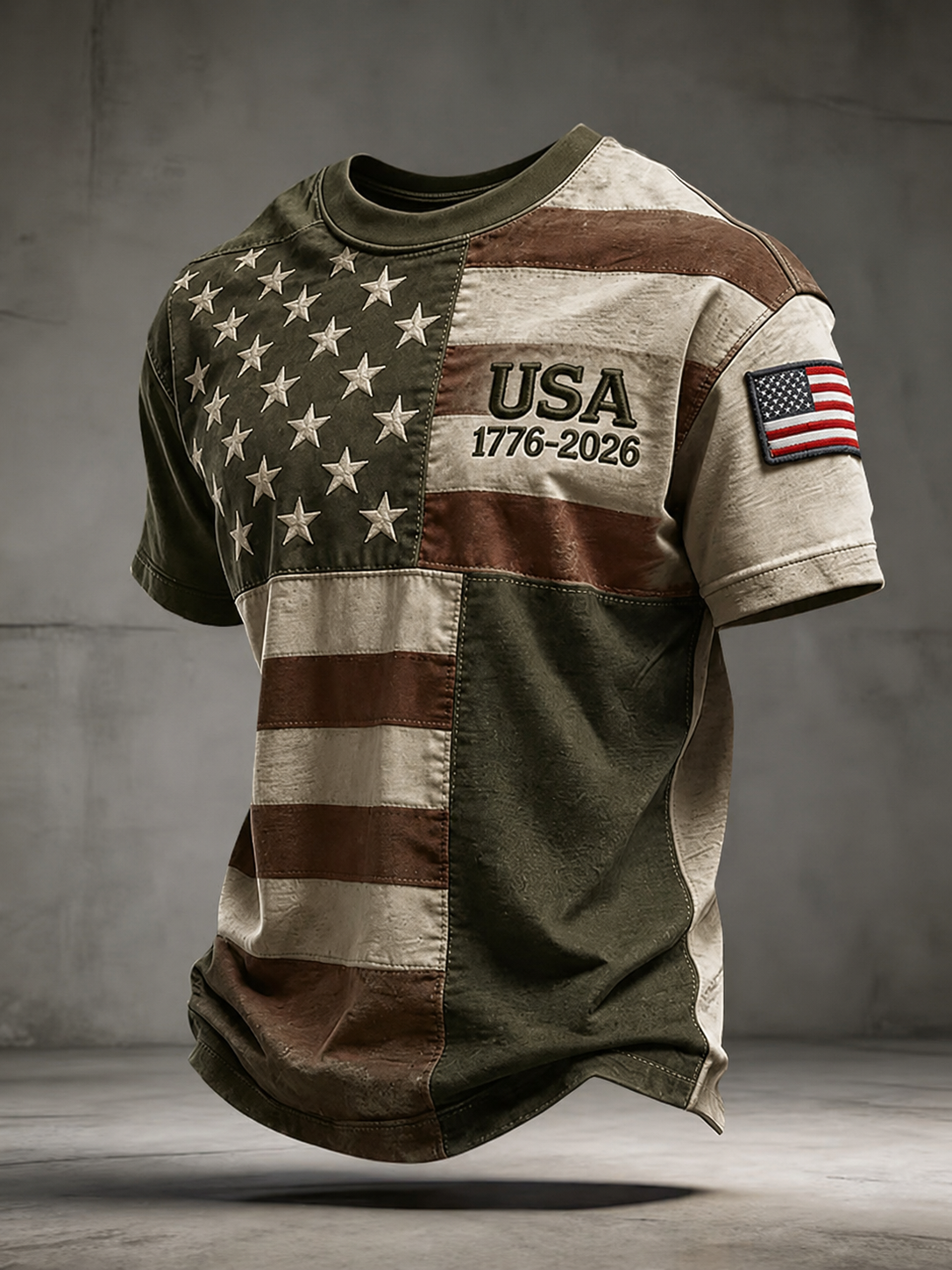 Men'S Casual American 250Th Anniversary Printed Round Neck Short Sleeved T-Shirt
