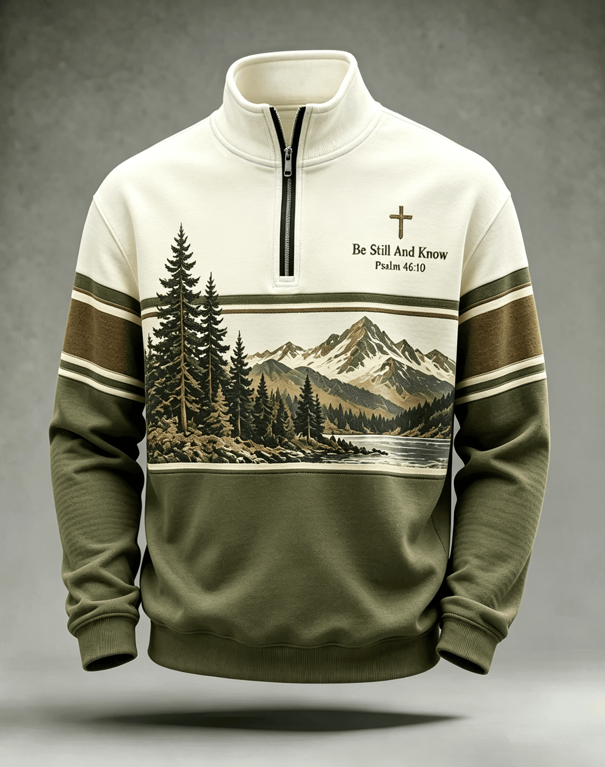 Men's Be Still And Know Psalm 46:10 Print Zip-Up Sweatshirt