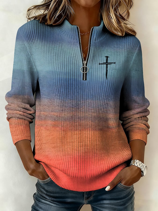 Women's Faith Cross Gradient Sweatshirt