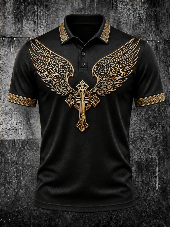 Men's Print Casual Polo Shirt