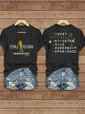 Women's Proud Female Veteran Printed V-Neck T-Shirt
