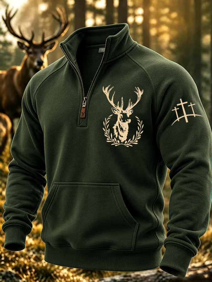 Men's Vintage Traditional Reindeer Pattern Western Sweatshirt