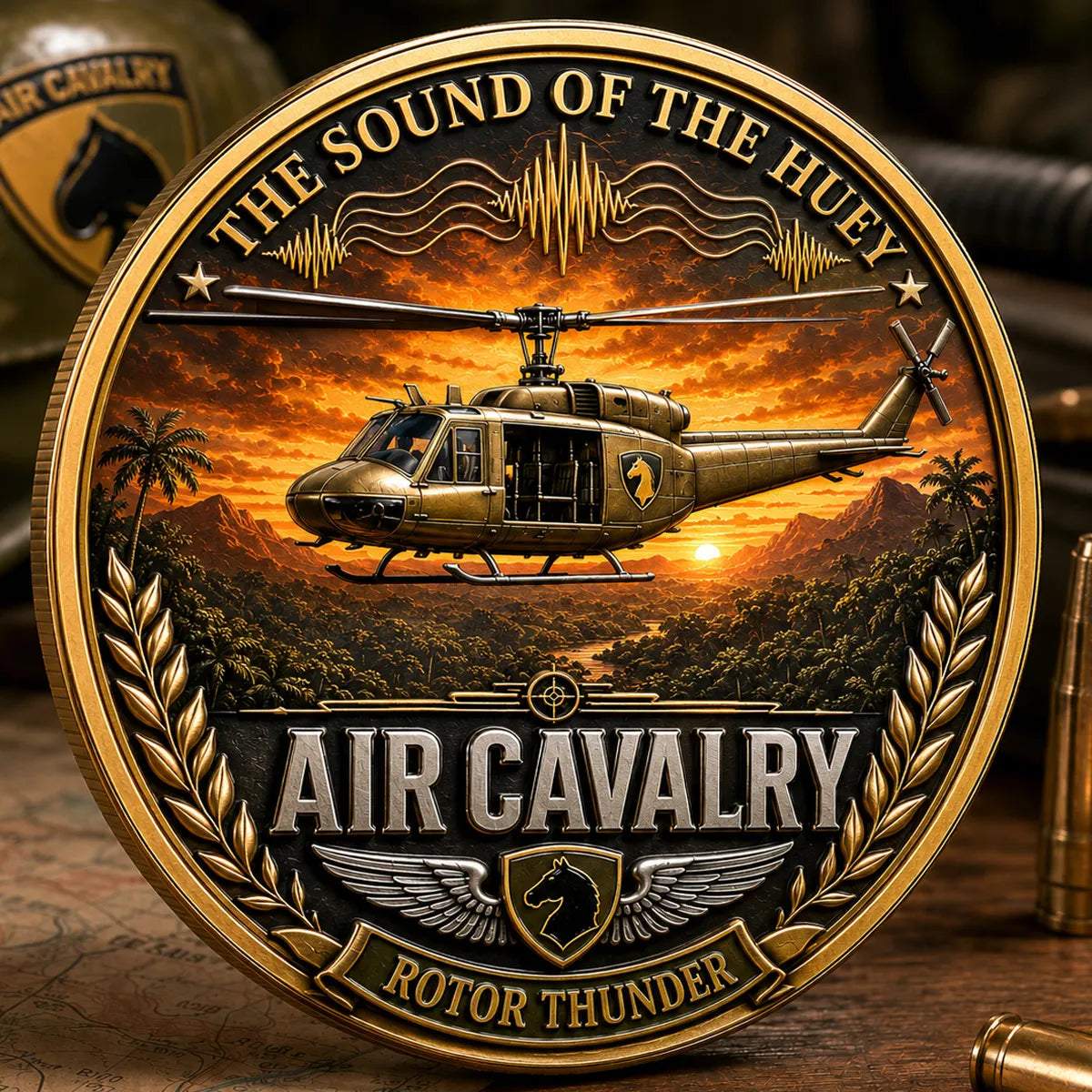 Air Cavalry Huey Helicopter Commemorative Metal Medal