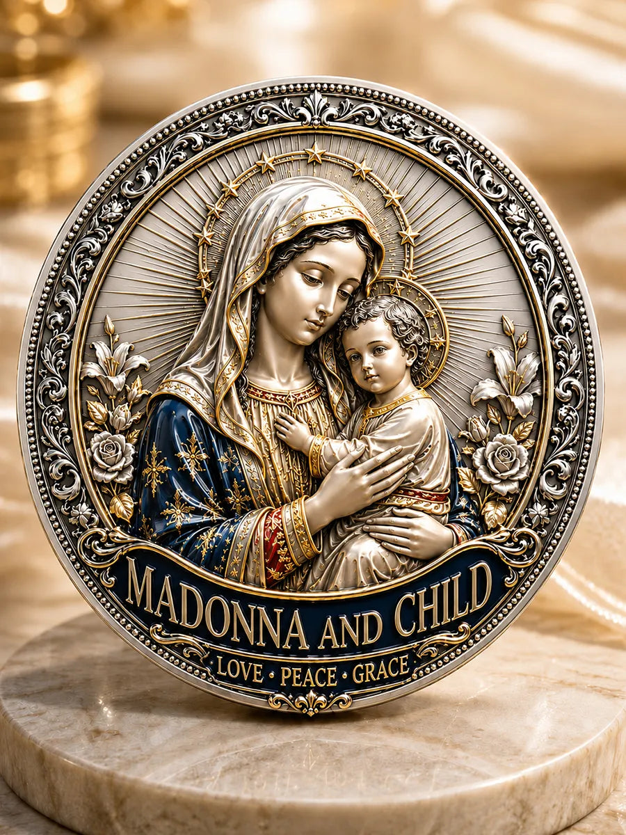 Ave Maria Madonna & Child Commemorative Metal Medal