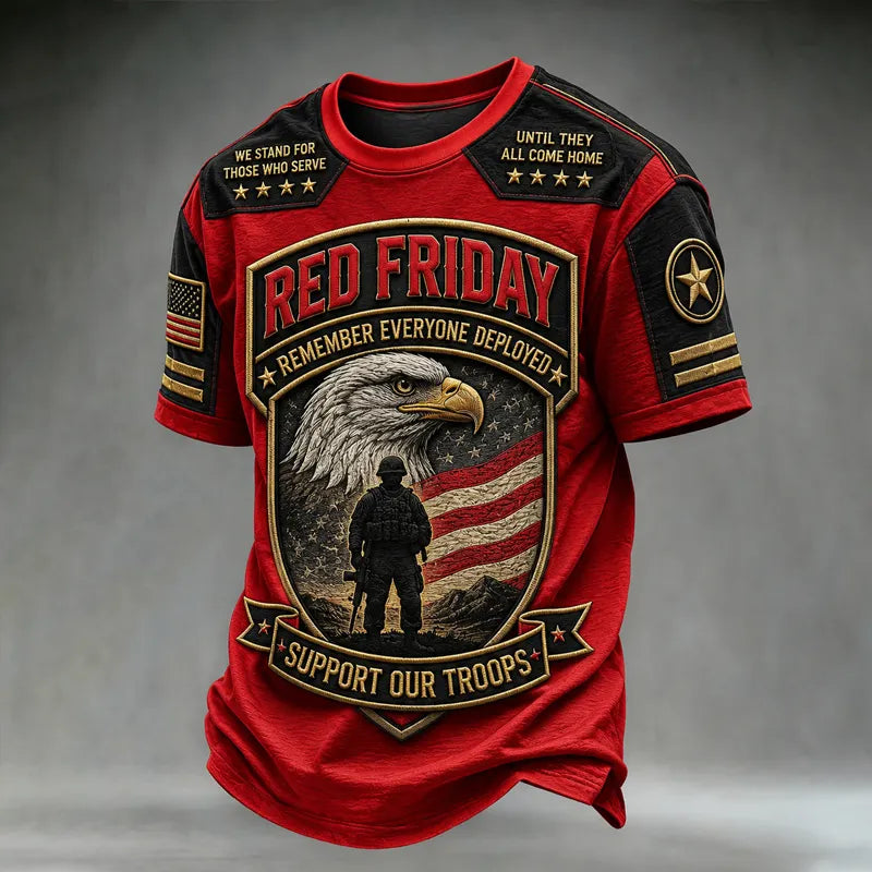Retro Red Friday Print  Casual T-Shirt