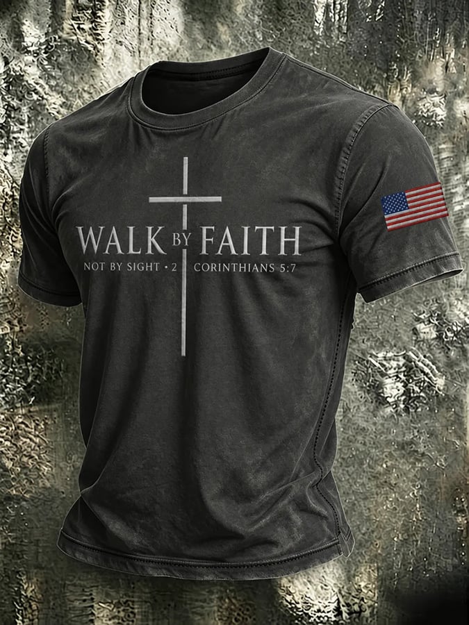 Men's Walk By Faith Print Round Neck T-shirt