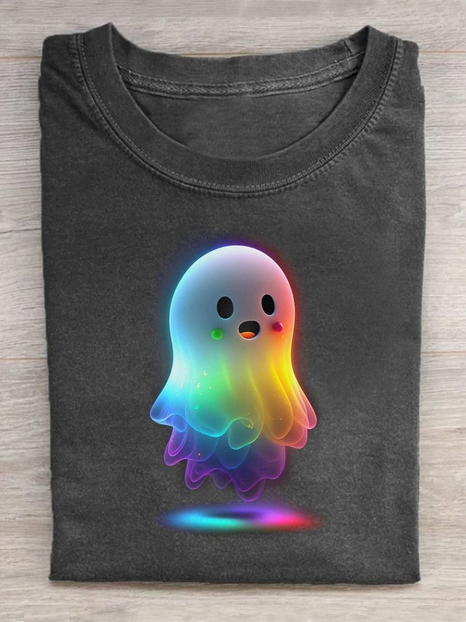 Women's Cute Colorful BOO Print T-shirt