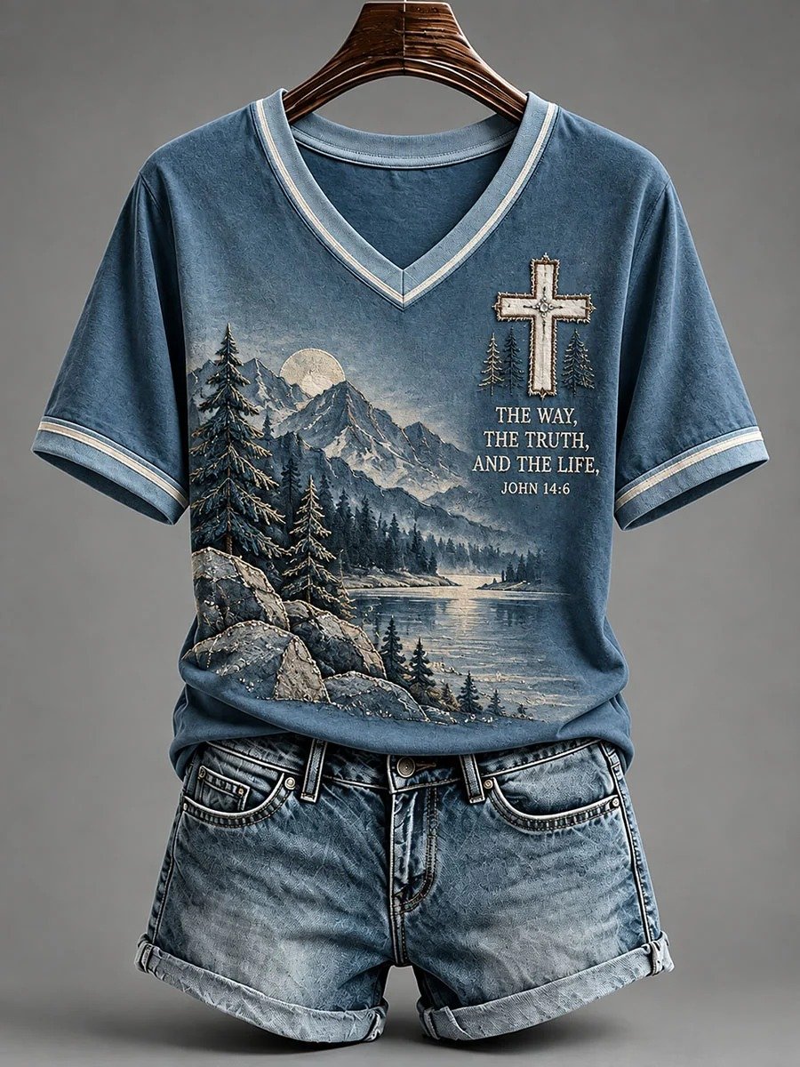 Women's Faith Cross-Print Top