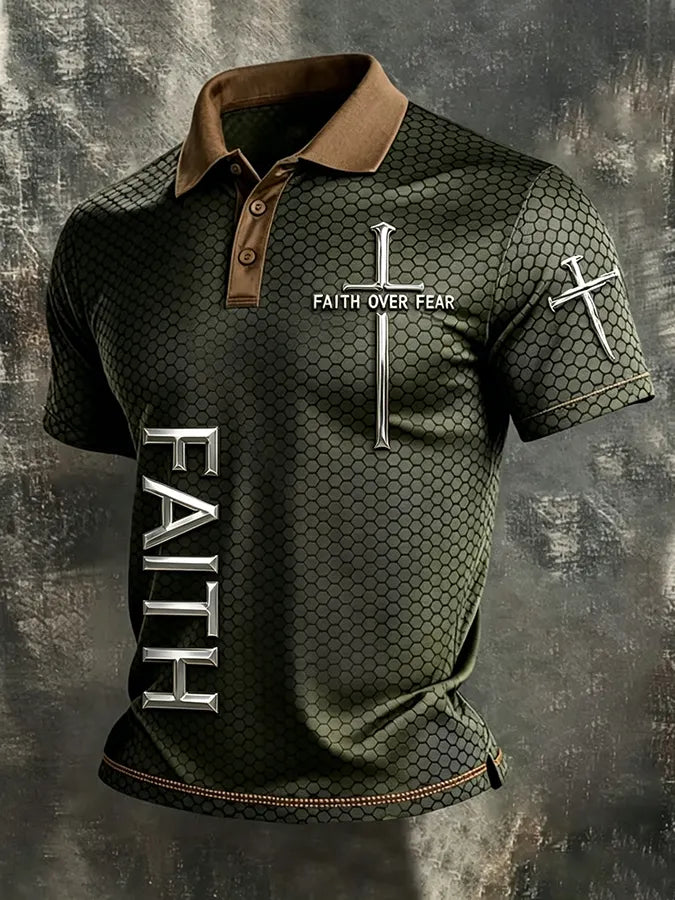 Men'S Faith Printed Casual Lapel POLO