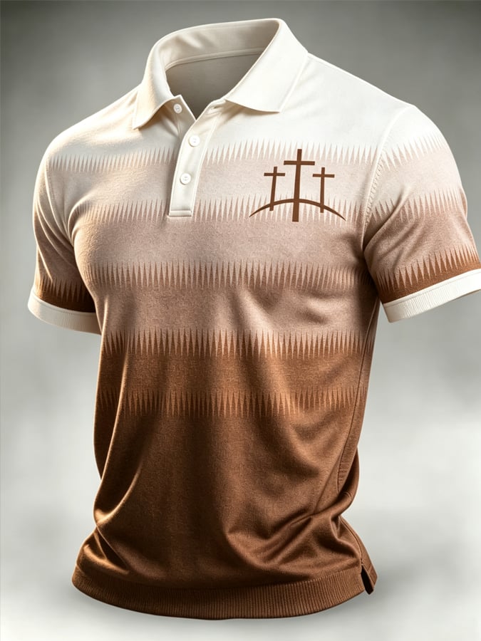 Men's Faith Cross-Print Short-Sleeve Polo Shirt