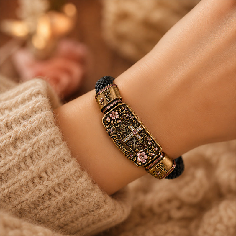 Retro Faith-Inspired Style: Women's Woven Cross Bracelet
