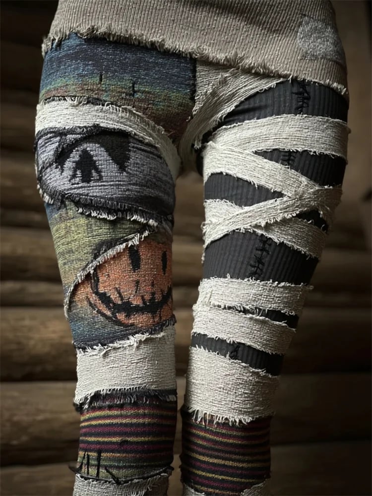 Women's Halloween Mummy Comfort Print Knit Leggings