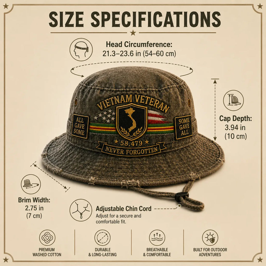 Vietnam Veteran Welcome Home Memorial Bucket Hat - Buy 2, Get 1 FREE & FREE SHIPPING