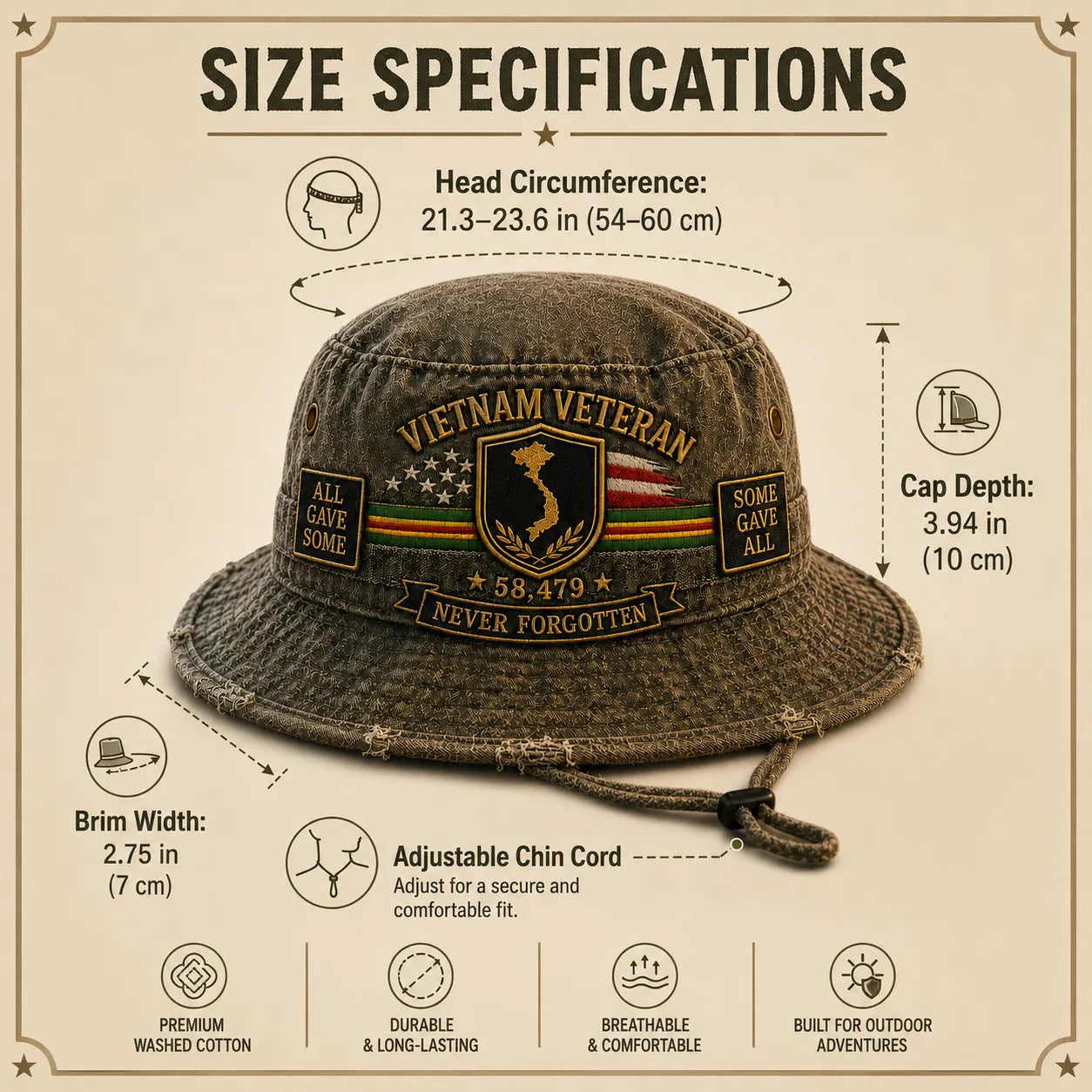 Vietnam Veteran Welcome Home Memorial Bucket Hat - Buy 2, Get 1 FREE & FREE SHIPPING