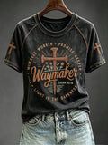 Women's Graphic Tee With Christian Cross Faith Print