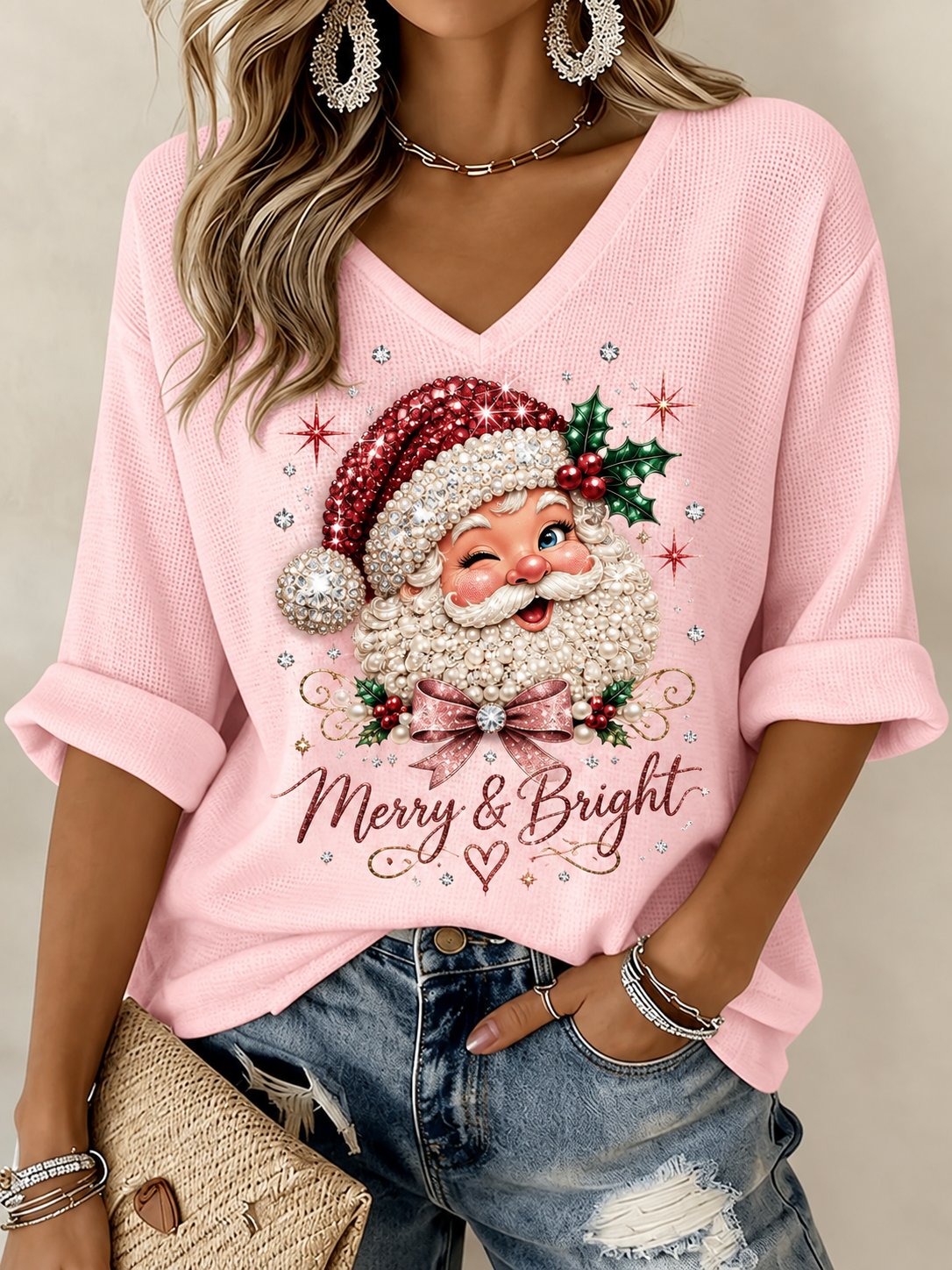 Women's Christmas Print T‐Shirt