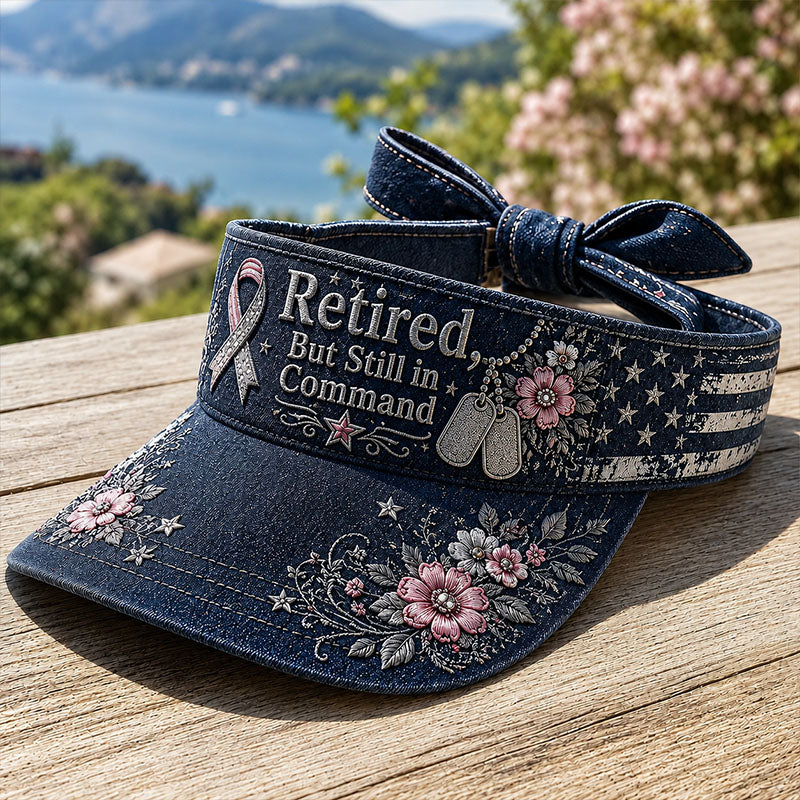 Retired But Still in Command Floral Visor Hat