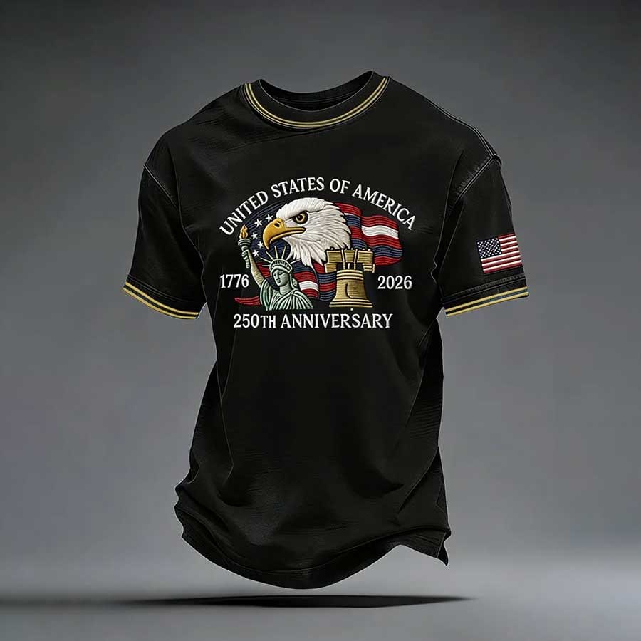 Men's US 250 – Red, White & Blue Sky Tribute Print Casual T-Shirt