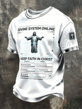 Men'S Casual Fun Faith-Print Crew-Neck T-Shirt