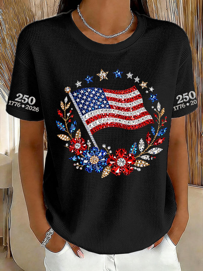 Women'S America Flag Printed Casual T-Shirt