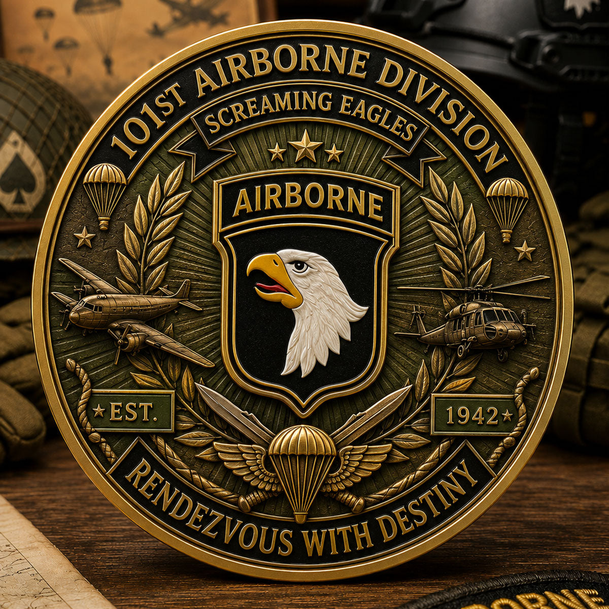 101st Airborne Division Commemorative Metal Medal