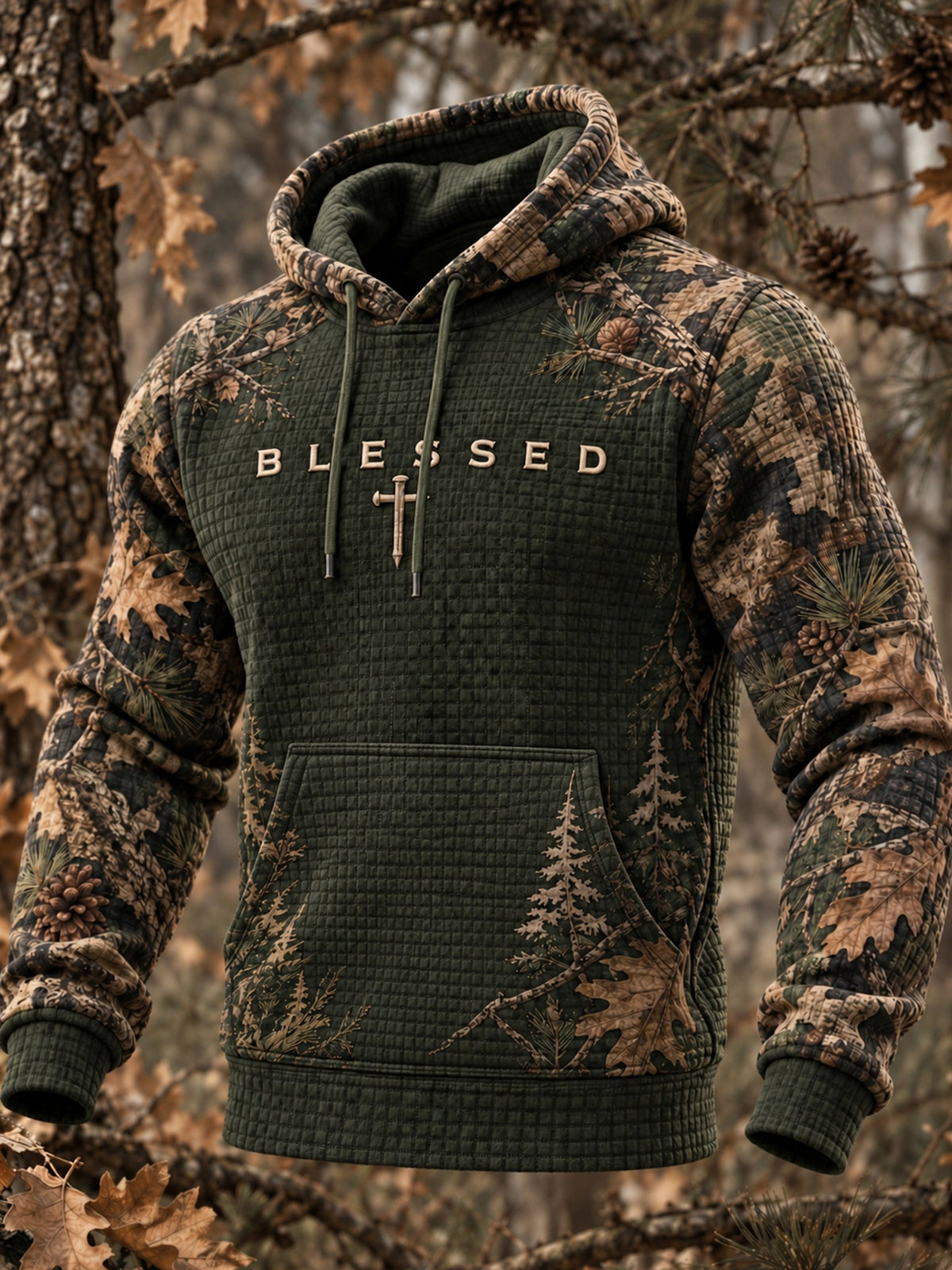 Men's Autumn/Winter "Jungle Faith" Camouflage Hooded Double-Layer Top