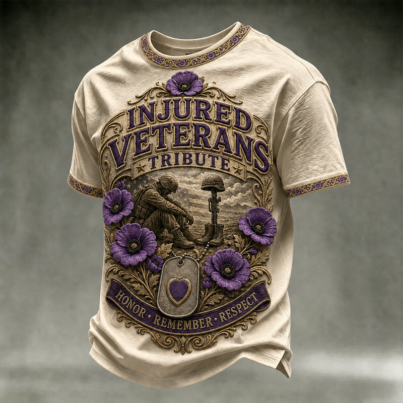 Injured Veterans Tribute Beige Short Sleeve T-Shirt