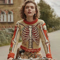 Women's Vintage Halloween Floral Pattern Anatomy Thick Knit Top