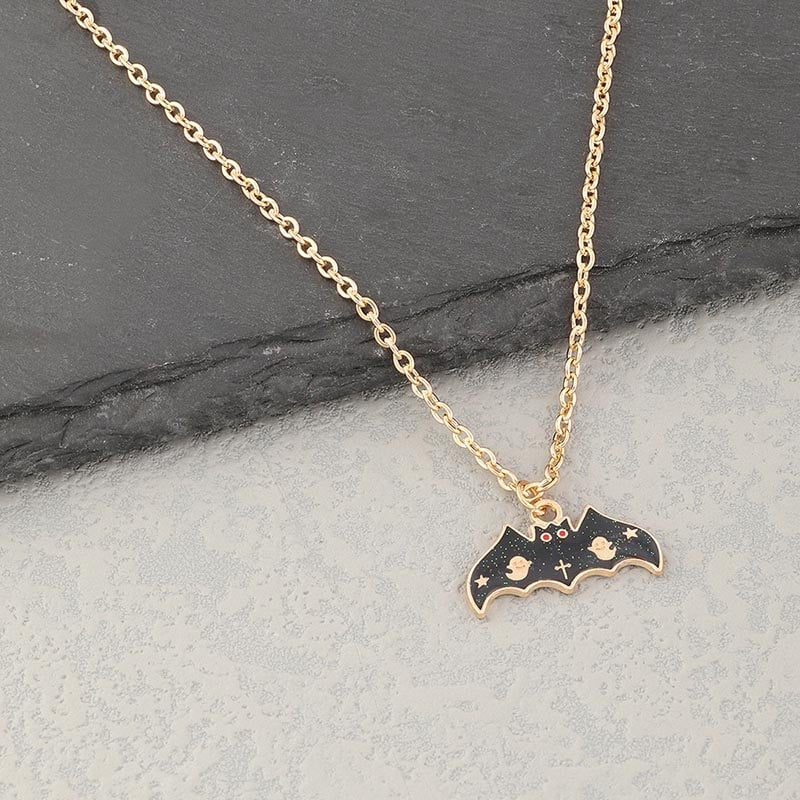 Fashionable And Personalized Creative Pumpkin Devil Bat Grimace Design Necklace
