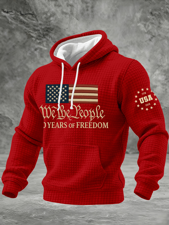 Men's Casual Printed Checkered Hooded Sweatshirt
