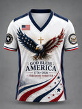 Men's Vintage USA 250th Anniversary Print V-Neck Short-Sleeve T-Shirt