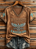 Women's  Retro Western-Style Faith Print T-shirt
