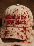 Men's Vintage Halloween Blood is the new black Printed Washed Baseball Cap