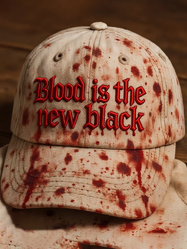 Men's Vintage Halloween Blood is the new black Printed Washed Baseball Cap