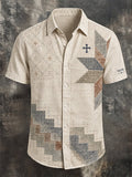 Men's Vintage Faith Faux-Linen Short-Sleeve Shirt