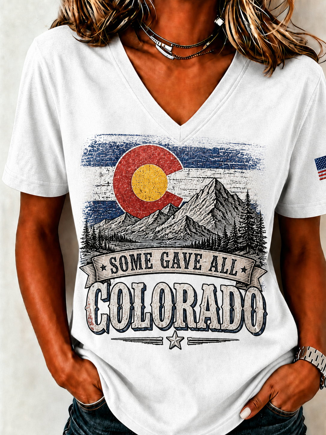 Women'S Colorado Strong: Rising From The Ashesn Printed T-Shirt  V-Neck T-Shirt