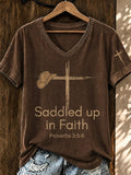 Women's Western Style Faith Printing  T-Shirts