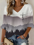 Women'S Casual T-Shirt With Faith-Inspired Print