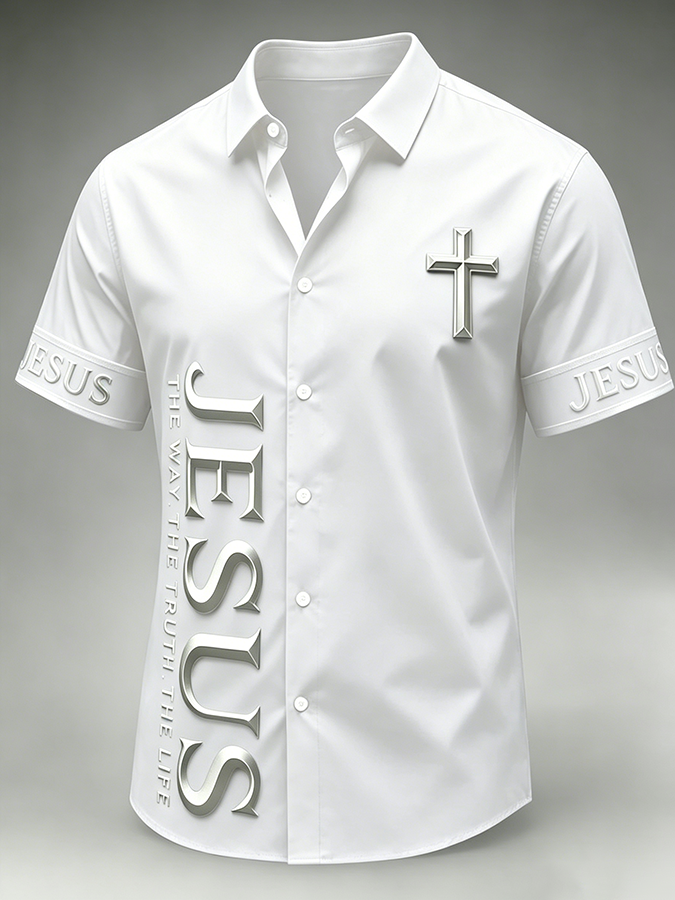 Men's Faith Cross Printed Casual Shirt