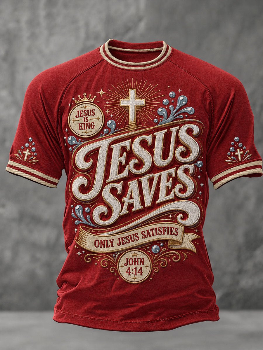Men's Jesus Saves Printed Casual Tops