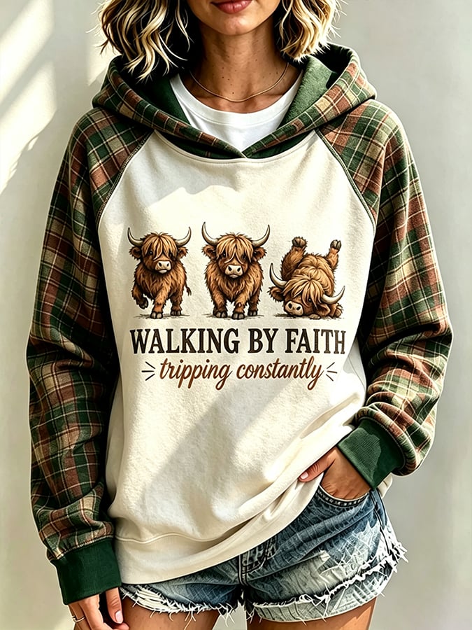 Women's Highland Cattle  Cow Walking By Faith  Tripping Constantly   Faith Top