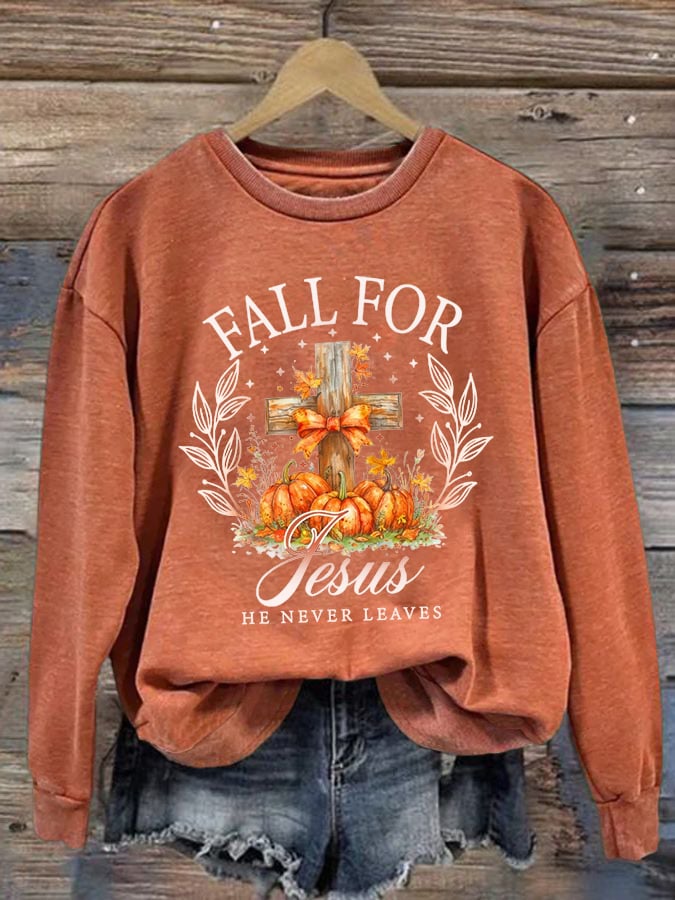 Women's Fall Jesus Print Sweatshirt