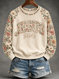 Women's Jesus Print Casual Sweatshirt