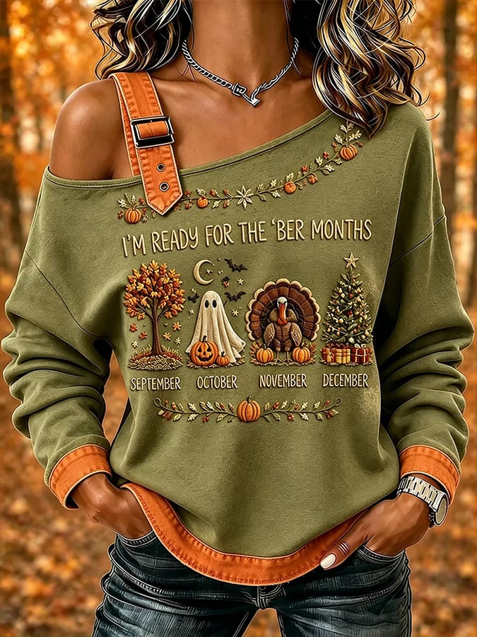 I'M Ready For Ber Month In Women'S Fashion! Printed Long-Sleeved Top