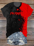 Women's black and red I'm fine short-sleeved T-shirt