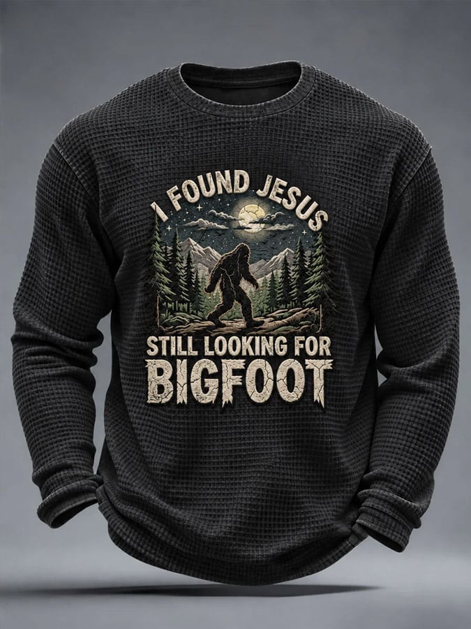 Men's "I Found Jesus, Still Looking for Bigfoot" Graphic Casual Top