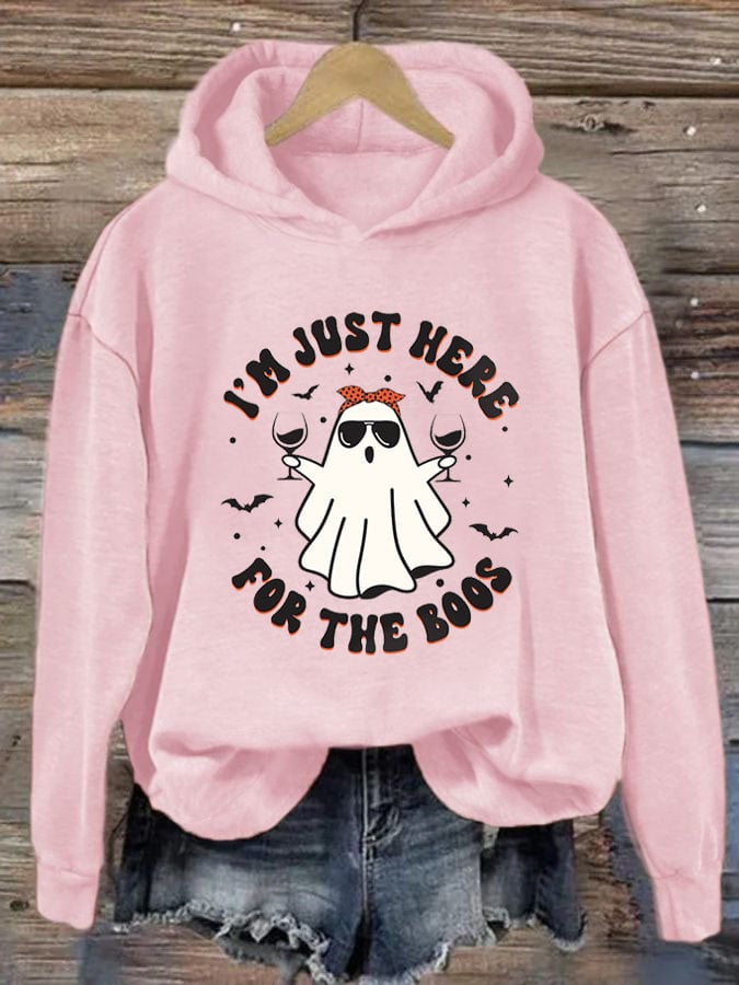 Women's Just Here for the Boos Ghost Halloween Casual Hoodie